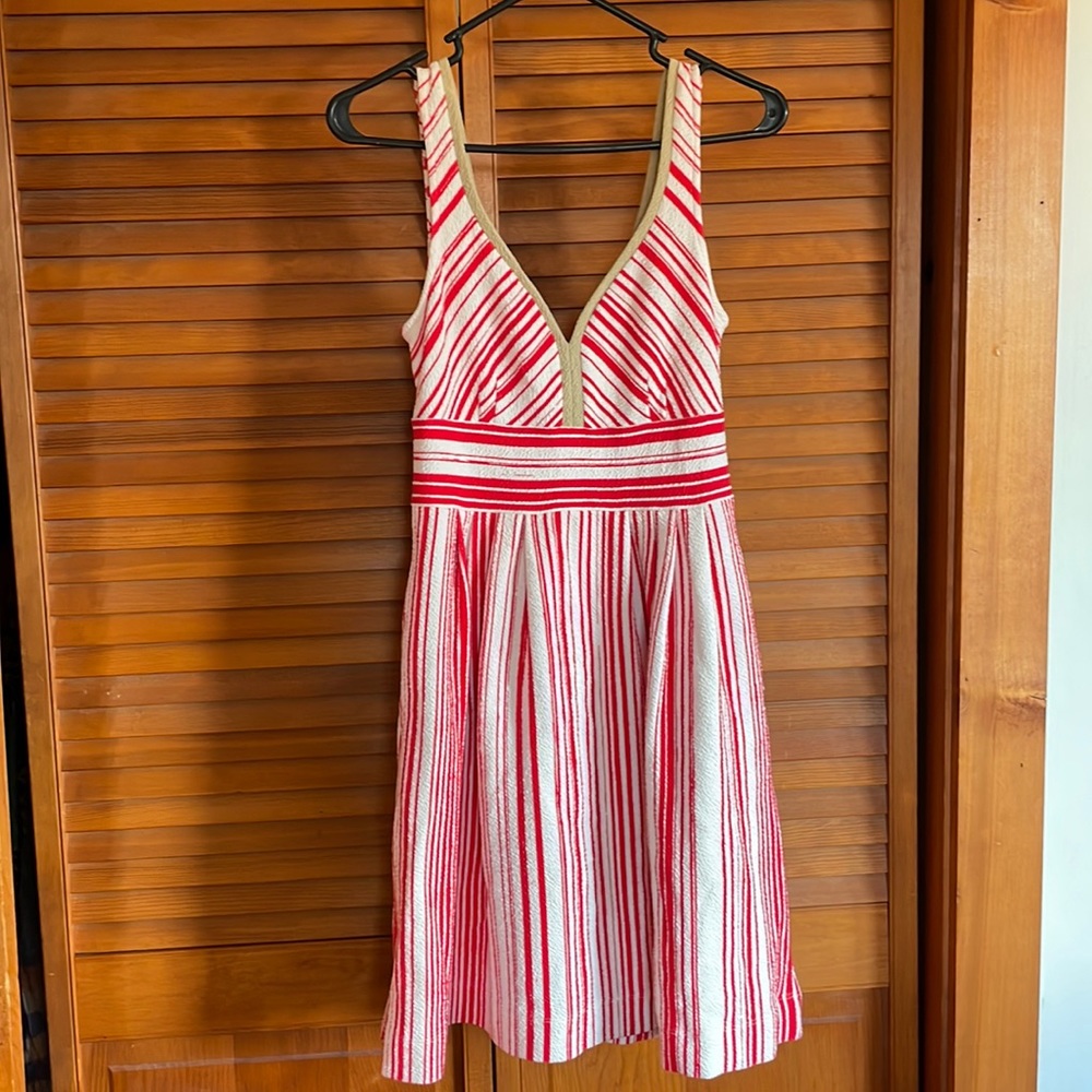 Anthropologie 9-H15 StCL Red and White Peppermint Striped Dress Size 6